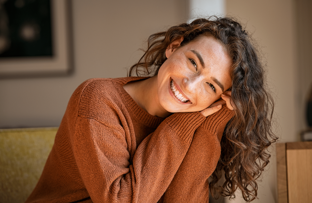 curly girl smiling curly girl smiling