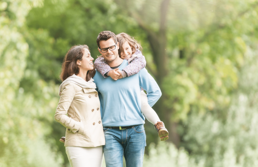 cute family walking