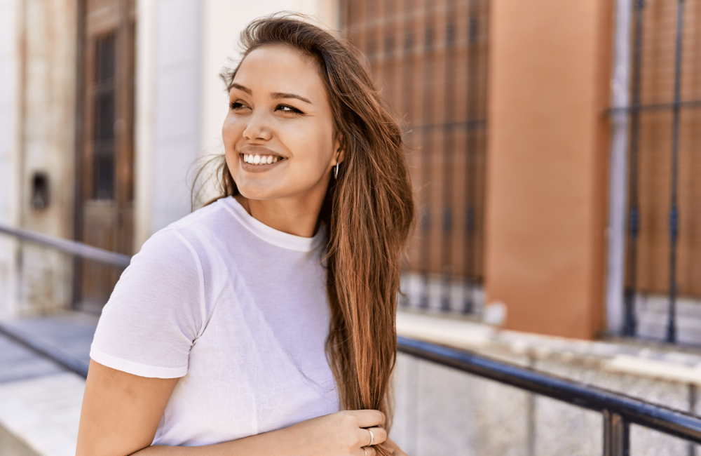 latina woman smiling latina woman smiling